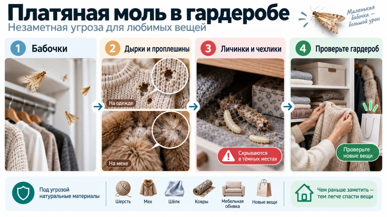 Платяная и шубная моль в гардеробе